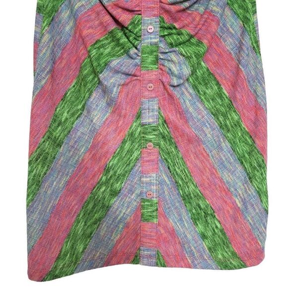 Zara Collared Shirt Dress With Ruching Multicolor Striped Size Small - Picture 8 of 11